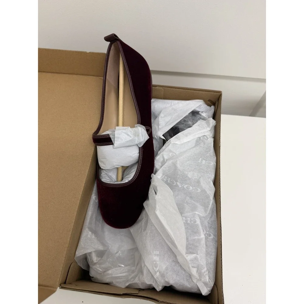 NEW Coach C Rivet Mary Jane Burgundy/Merlot CCG46 Velvet 8.5